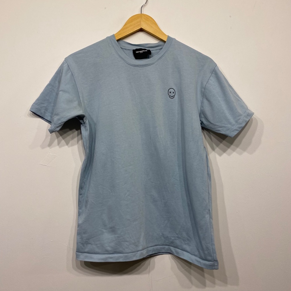 The Kooples Light Blue Organic Cotton Crew‎ Neck Logo Skull T-Shirt XXS